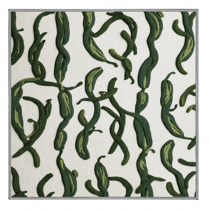 Washable Bean Sprouts Vegetables Area Rug, Square 8'