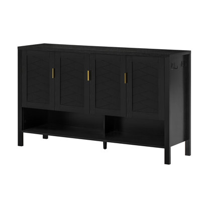 55" Wide 4 - Door Credenza Office Storage Cabinet With Open Storage by Latitude Run