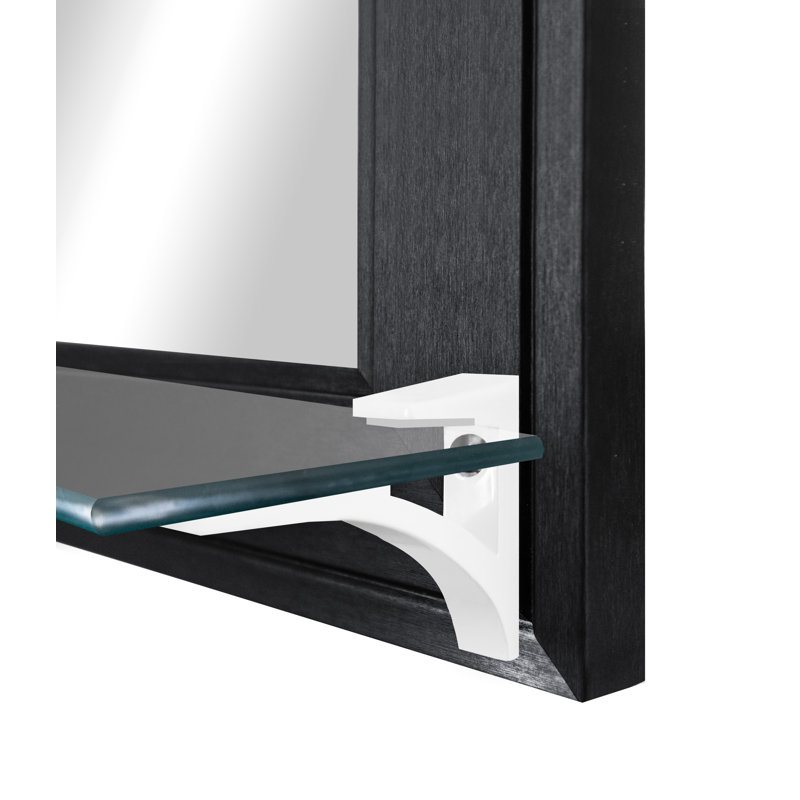 Kridia Flat Wall Mirror, Vertical, Black Steel/White, 25.5" H x 21.5" W
