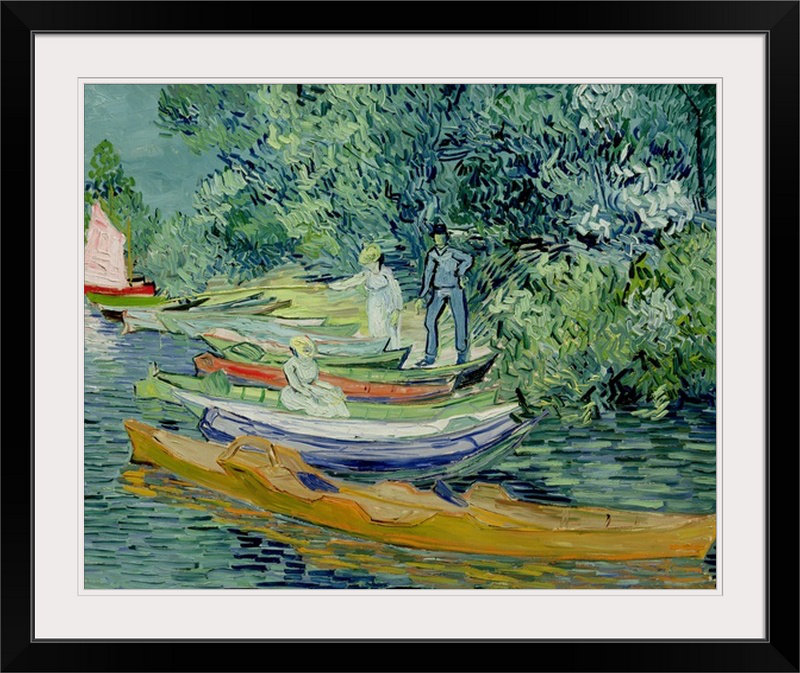 «Bank of the Oise at Auvers, 1890» par Vincent Van Gogh, reproduction d'art, H 27 po x l 32 po x P 1 po, Cadre noir