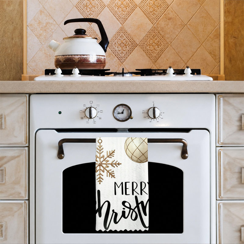  Linge de cuisine en microfibre de Noël, linges à vaisselle réutilisables absorbants, décoration résistante à la décoloration, 16 po x 24 po, ornement rouge bonhomme de neige graphique