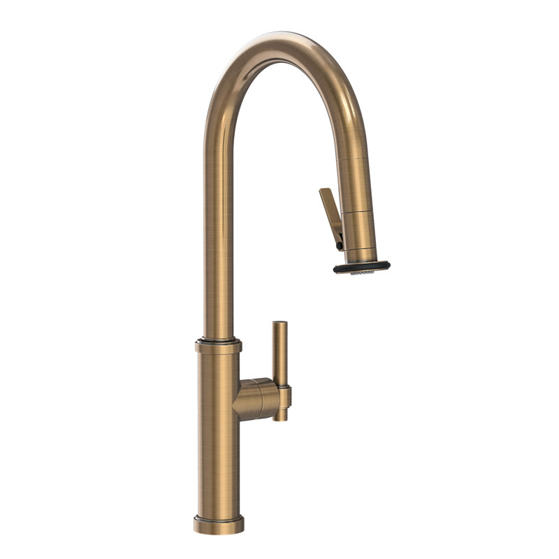 Pull-Down Kitchen Faucet - Trigger Spray, Antique Brass