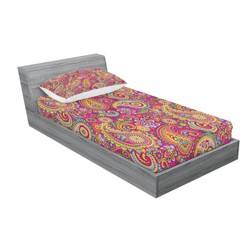 Twin Pink Paisley Microfiber Fitted Sheet Set