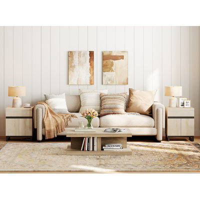 Aadam 2 Piece Modern End Table With 1 Drawer & 1 Storage Cabinet