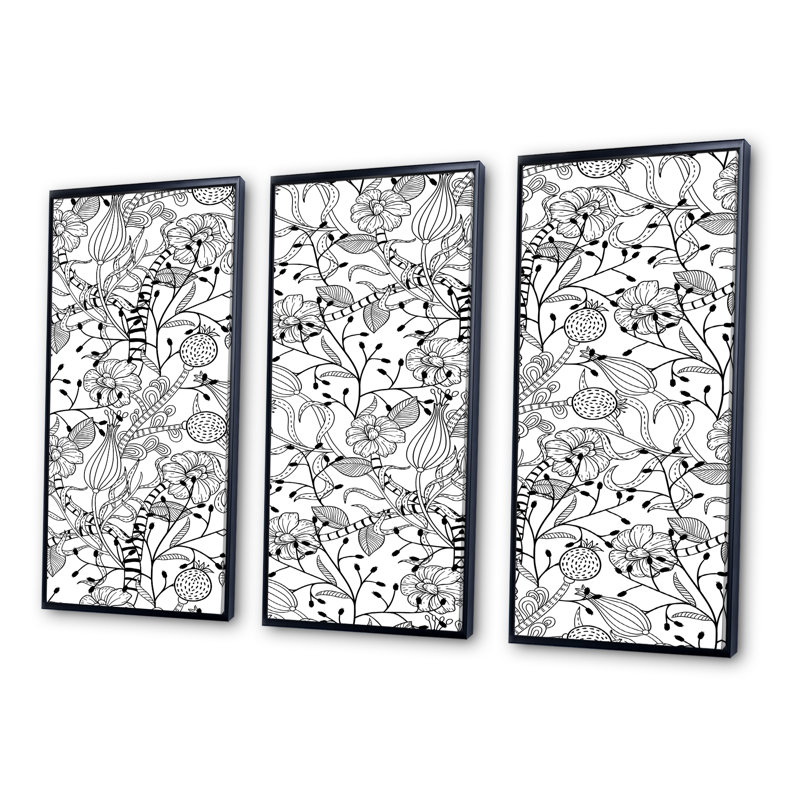 Ensemble de 3 impressions monochromes sur toile encadrée, H 32 po x l 48 po, Noir