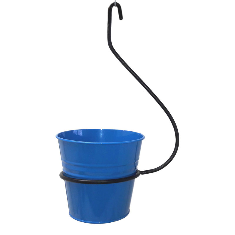 Pot de fleurs en acier galvanisé Rogin, H 25 po x l 9 po x P 9 po, Bleu