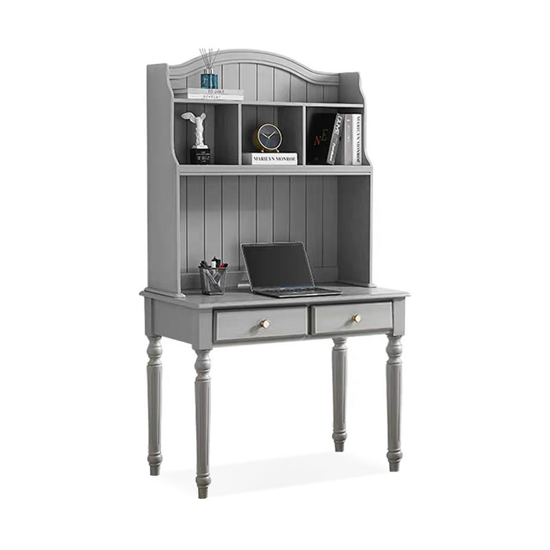 Bureau de direction rectangulaire gris en bois massif avec tiroirs, 29.92"H*47.24"W*19.69"D