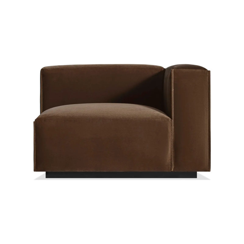 Cleon Upholstered Chaise Lounge, Right Hand Facing, Coffee Velvet Polyester Blend