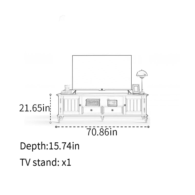 Modern style TV stand, Cream, 70.86'' W X 15.74'' D X 21.65'' H