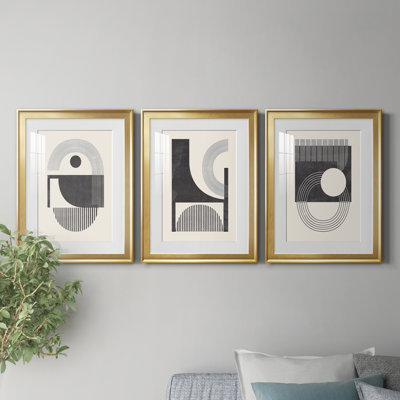 Espace inconnu I - Encadré sous verre acrylique, ensemble de 3, grande décoration murale pour salon
