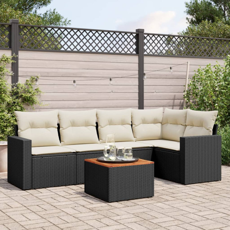 Ensemble de canapé de jardin Vidaxl noir, blanc crème