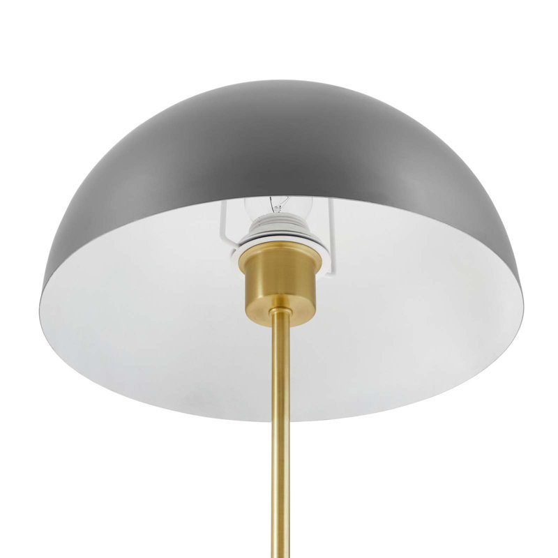 Gray Satin Brass Dome Table Lamp with Metal Base