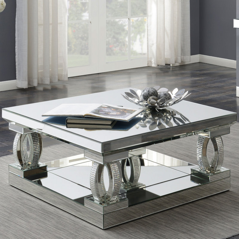 Table basse carrée à miroir
