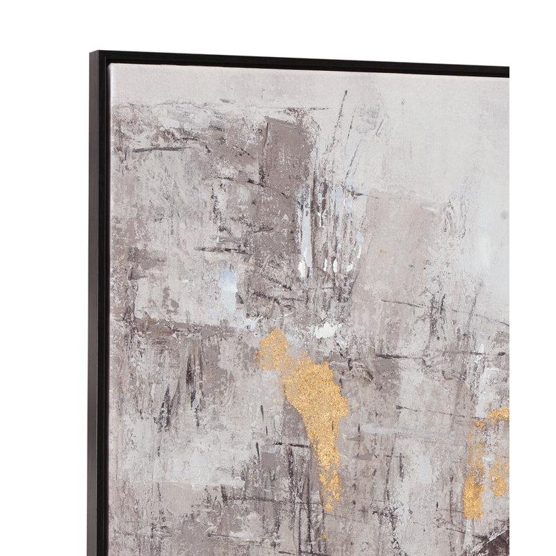 About Town Abstract Canvas Art with Gold Accents in Sleek Black Frame