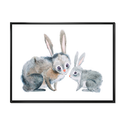 Mère lapin et bébé lapin - peinture sur toile