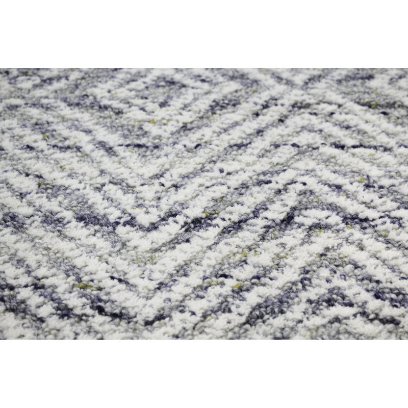 Verona Blue Geometric Wool Tufted 4' x 6' Area Rug