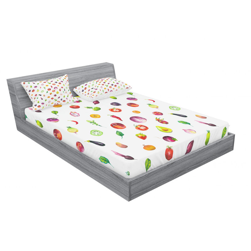 Vegetables Microfiber Sheet Set, Full Sheet Set with Fitted Sheet