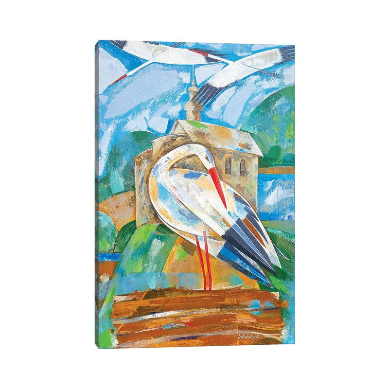 Storks by Neli Lukashyk - Wrapped Canvas Painting, 20.32 cm H x 30.48 cm W