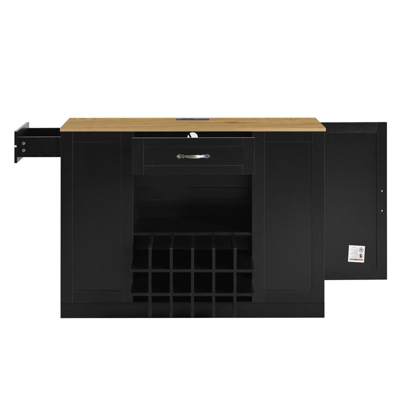 Bar à vin 47,2 po pour îlot de cuisine, Noir