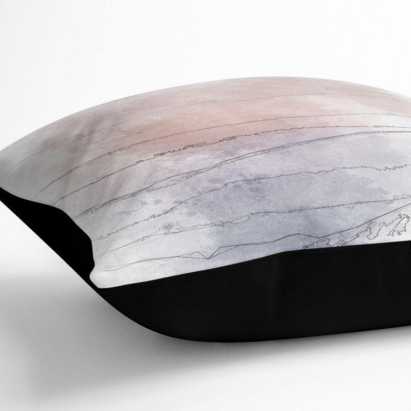Abstract Square Throw Cushion, 55cm H x 55cm W x 20cm D, Black
