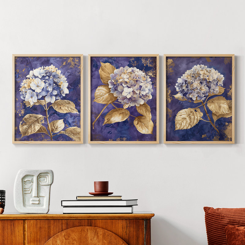 Série d'étude florale Lxxv - ensemble de 3 estampes numériques encadrées - prêt à être accroché, H 28 po x l 22 po