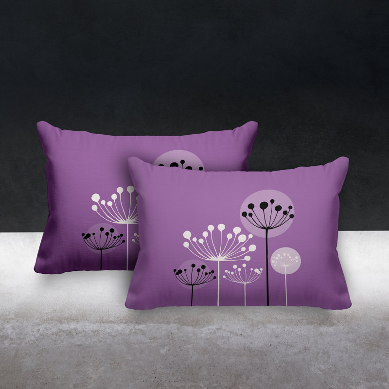 Floral Outdoor Reversible Throw Pillow, Purple
