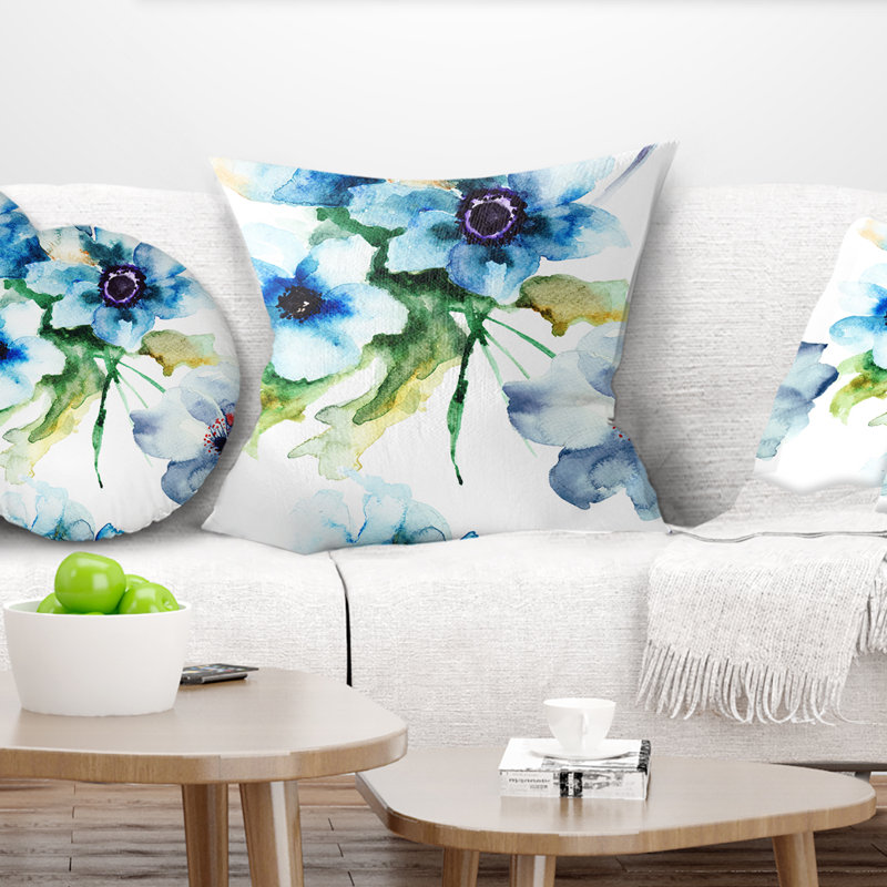 Coussin floral à fleurs en douceur d’été, 18 po x 18 po, Coussin décoratif