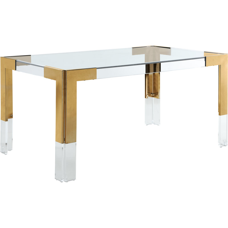 Casper Glass Top Dining Table, Gold 
