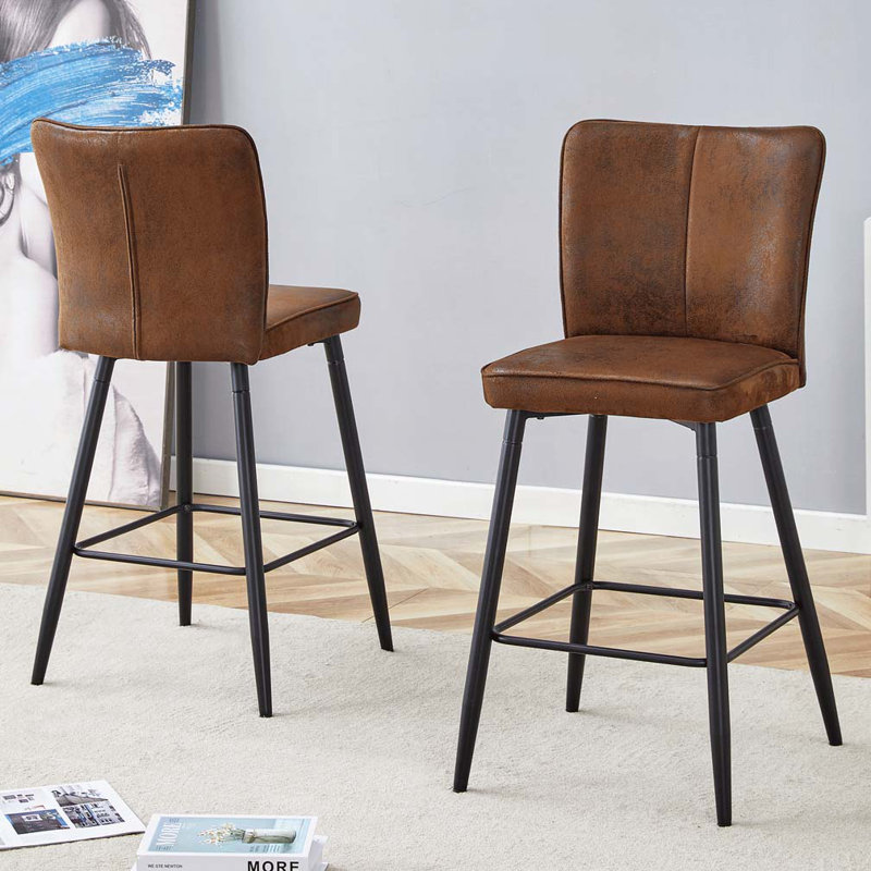 Tabouret de bar en polyuréthane revêtu de polyuréthane, Noir, Gris clair