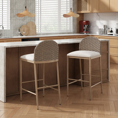 Ensemble de 2 tabourets de bar 29,5 po Farmhouse 29 po avec dossier en rotin