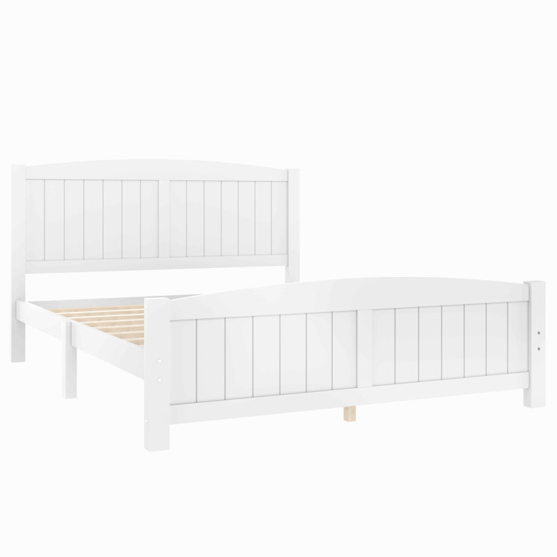 Lit plateforme, lit plateforme en bois massif avec lattes de soutien et structure solide, Grand lit, Blanc