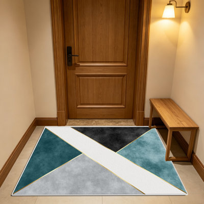 Tapis géométrique noir 1PC, élégant tapis décoratif polyvalent, facile à nettoyer et à entretenir, meuble idéal pour la chambre à coucher, le salon, le couloir, le vestibule, le dortoir et le bureau afin de rafraîchir l'ambiance intérieure de votre maison
