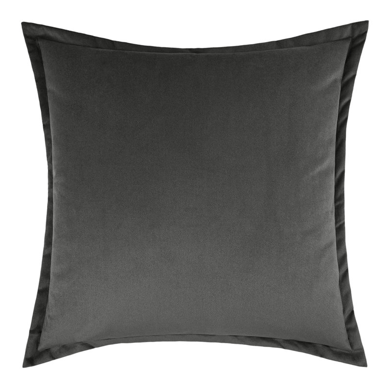 Belvedere Flange Pillow Cover & Insert, Charcoal, Square 20"