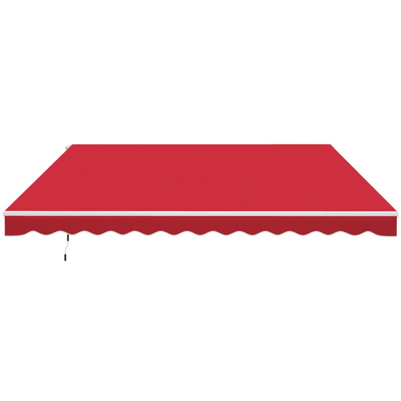 Auvent de terrasse rétractable avec auvent à manivelle manuel 12 pi x 10 pi Outsunny, Rouge vin