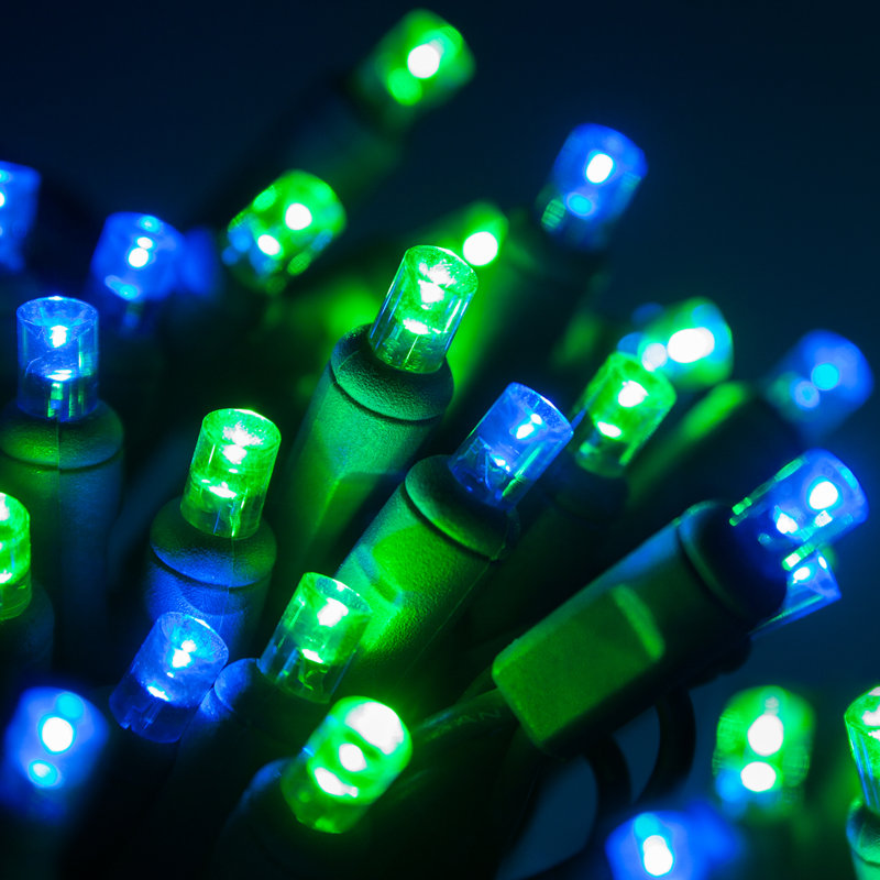 70 Light Christmas LED String Lights, Blue/Green