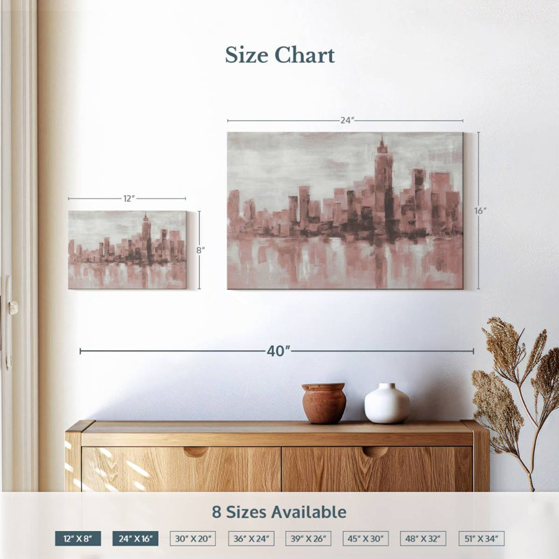 Sirci Misty Day à Manhattan en rose gris, H 16 po x l 24 po