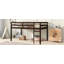 Lit mezzanine simple en bois massif et bois d'hévéa avec échelle-117067493