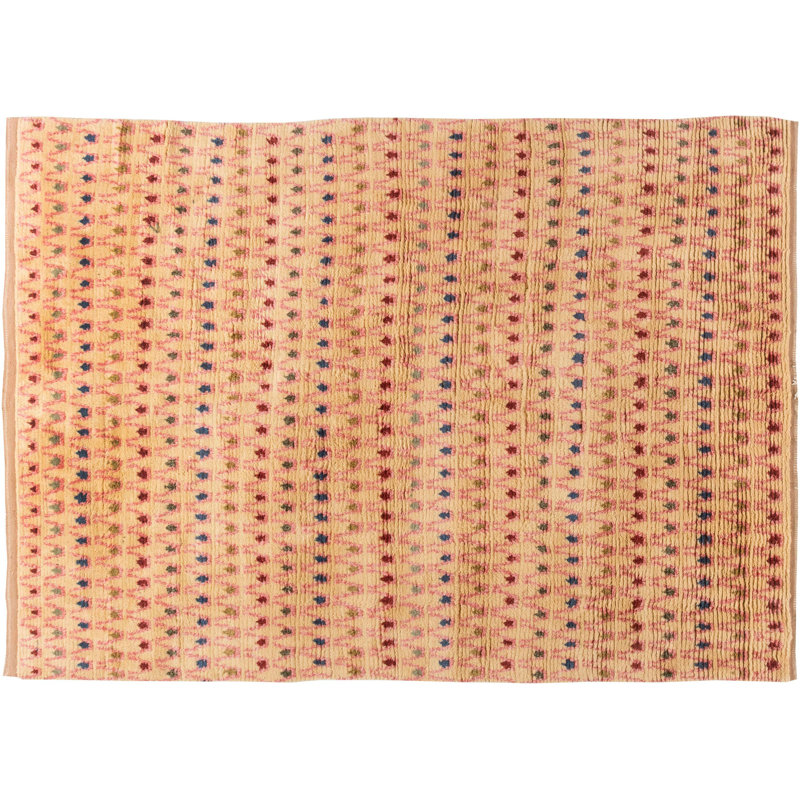 Tapis arc-en-ciel moderne en laine fait à la main 9 pi x 12 pi Rya