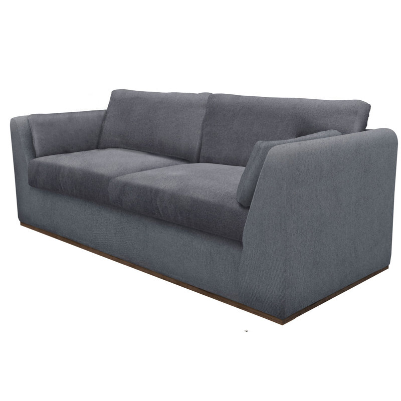 Structure et base en bois Romul, canapé, Polyester bleu, H 36,5 po x l 90 po x P 38,5 po