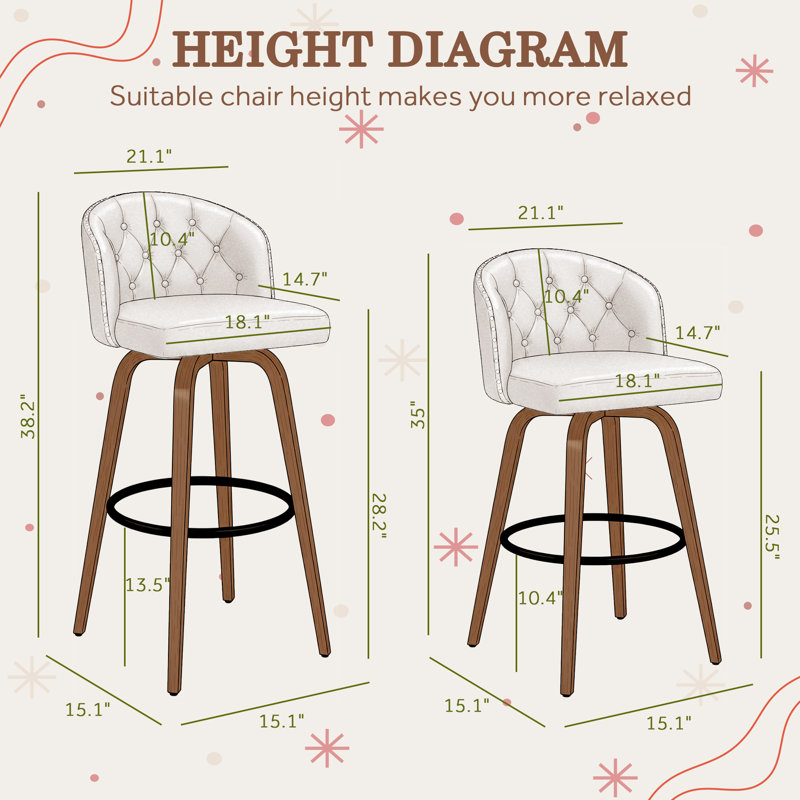 Tabouret de bar et de comptoir pivotant, Noir, Bar Stool (28.2” Seat Height) 