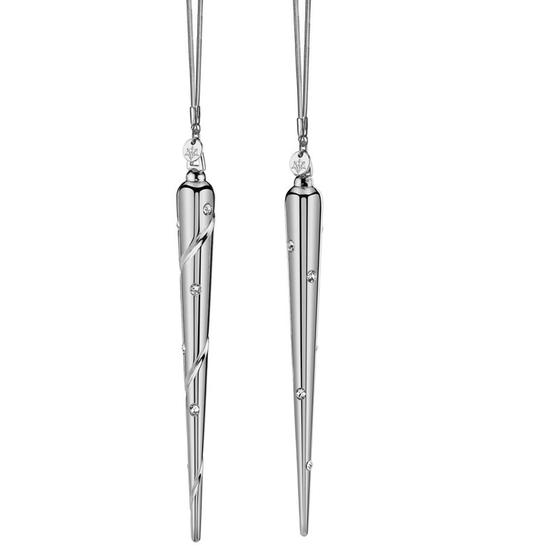Icicle Diamante 6.5'' Handmade Geometric Metal Holiday Shaped Ornament, Rhodium