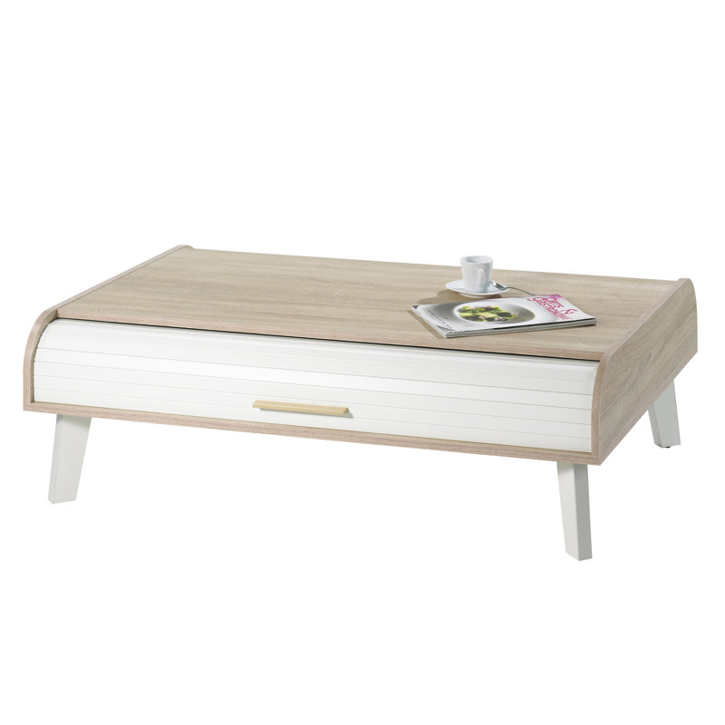 Caruso Four Leg Coffee Table with Storage, White, White