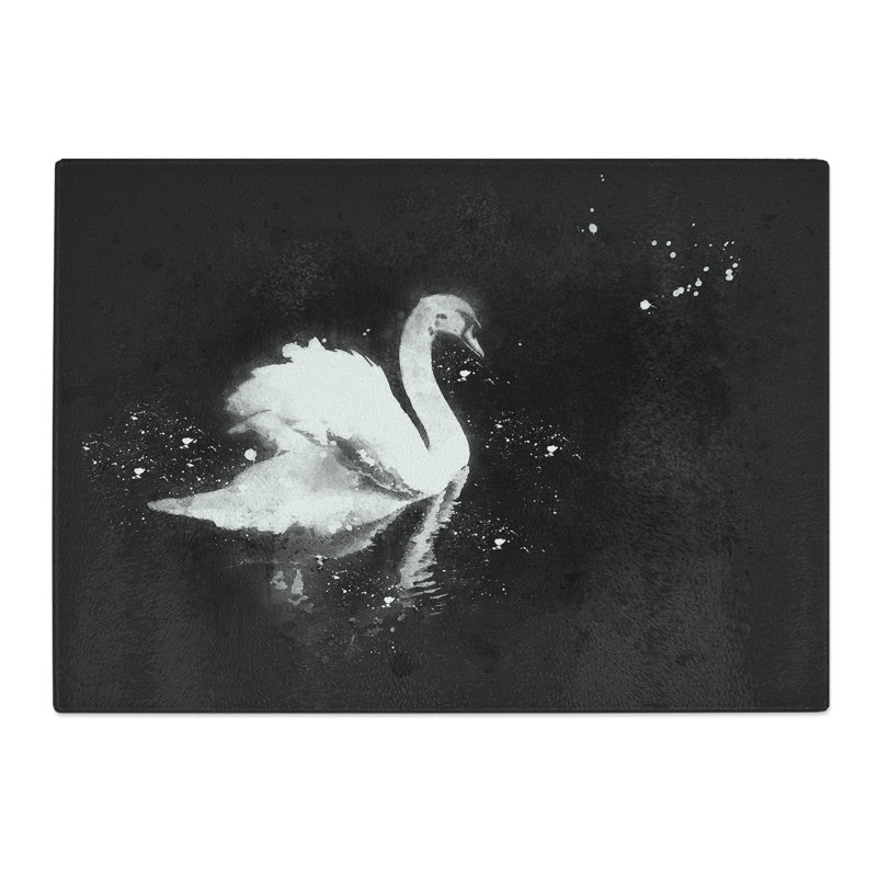 Tempered Glass Swan Chopping Board, 28.5 cm x 39 cm