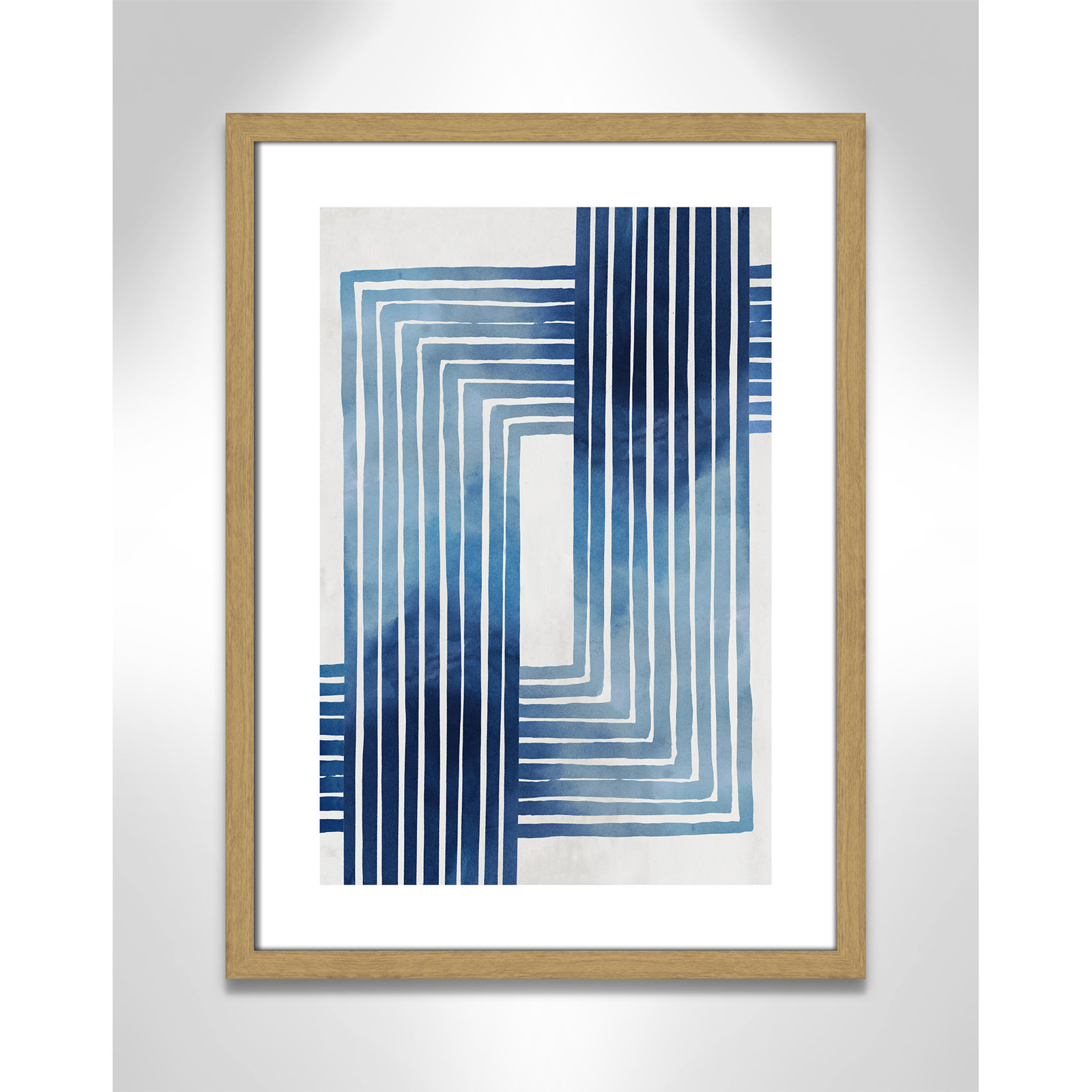 Lanny "In Unison" Painting by Eva Watts, Beige Wood Framed Paper, 23" H x 17" W x 0.75" D