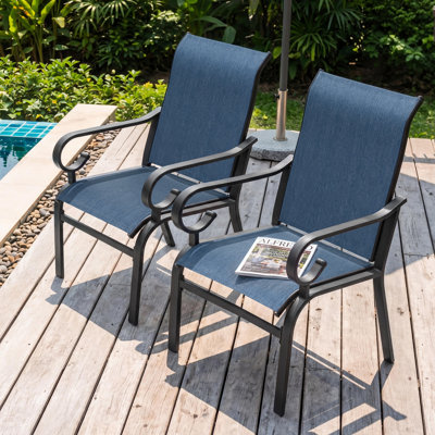Ensemble de chaises de patio 2 pièces avec dossier haut ergonomique et respirant Textilene