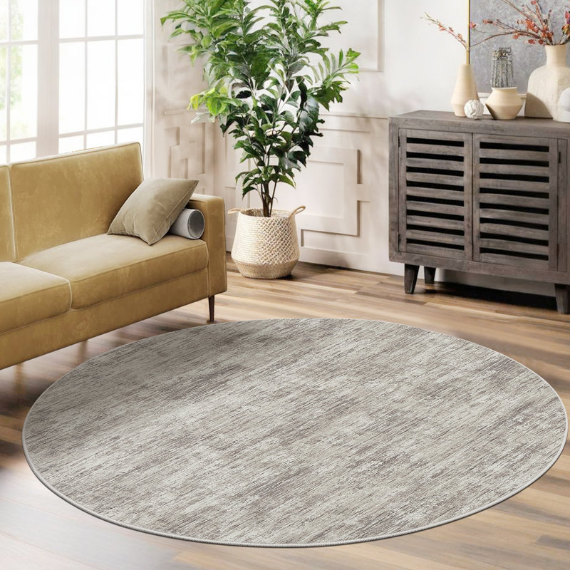 Washable Solid Color Textured Thin Indoor Rug, Low Pile Area Rug with Soft Surface, Non Slip Backing, Easy Clean Design for Living Room, Bedroom, Dorm, Home Office