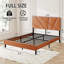 Base de lit plateforme moderne en métal avec tête de lit tapissier et support durable-1252976540