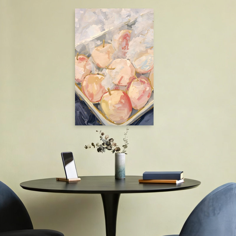 «Fresh Apples On Ice Vibrant Contemporary Fruit», reproduction d'art murale, 24" H x 16" W