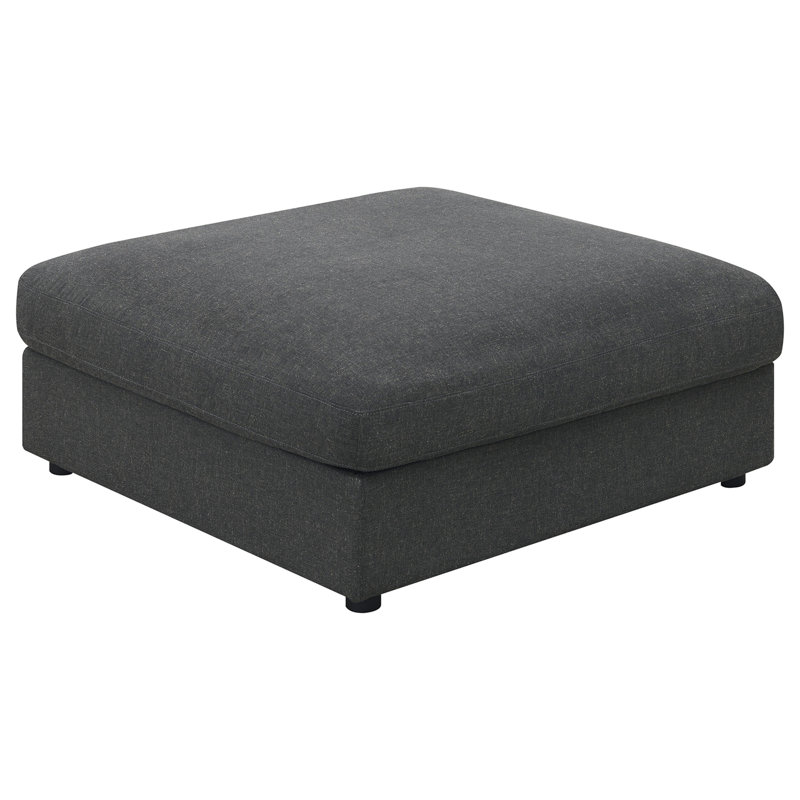 Square Upholstered Ottoman, Charcoal