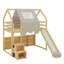 Lit mezzanine simple en bois avec tente-1054561667